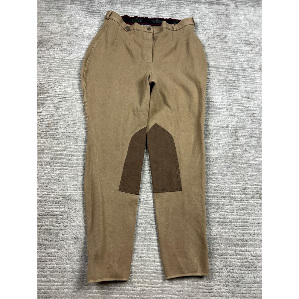 On Course‎ Breeches Womens 34L Tan Cotton Naturals Shapely Equestrian Knee Patch